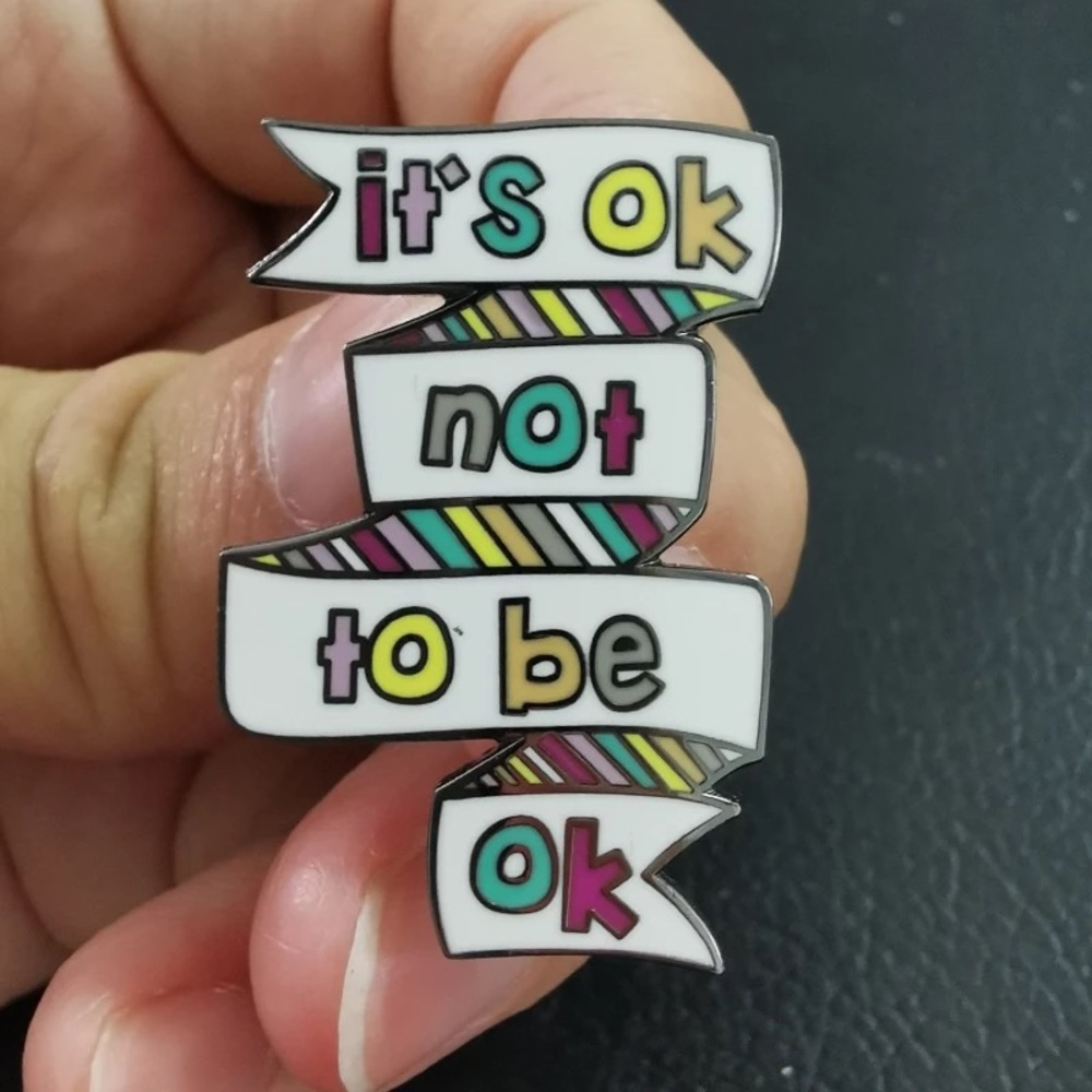 It’s OK to not be OK Enamel Pin Mental Health Self-Care Anxiety Depression Gift - Picture 4 of 9